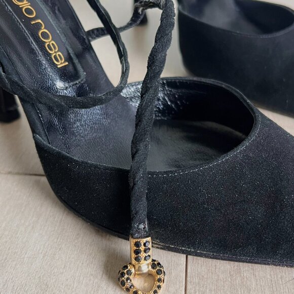 Sergio Rossi Black Heart Charm Heels - Picture 11 of 14
